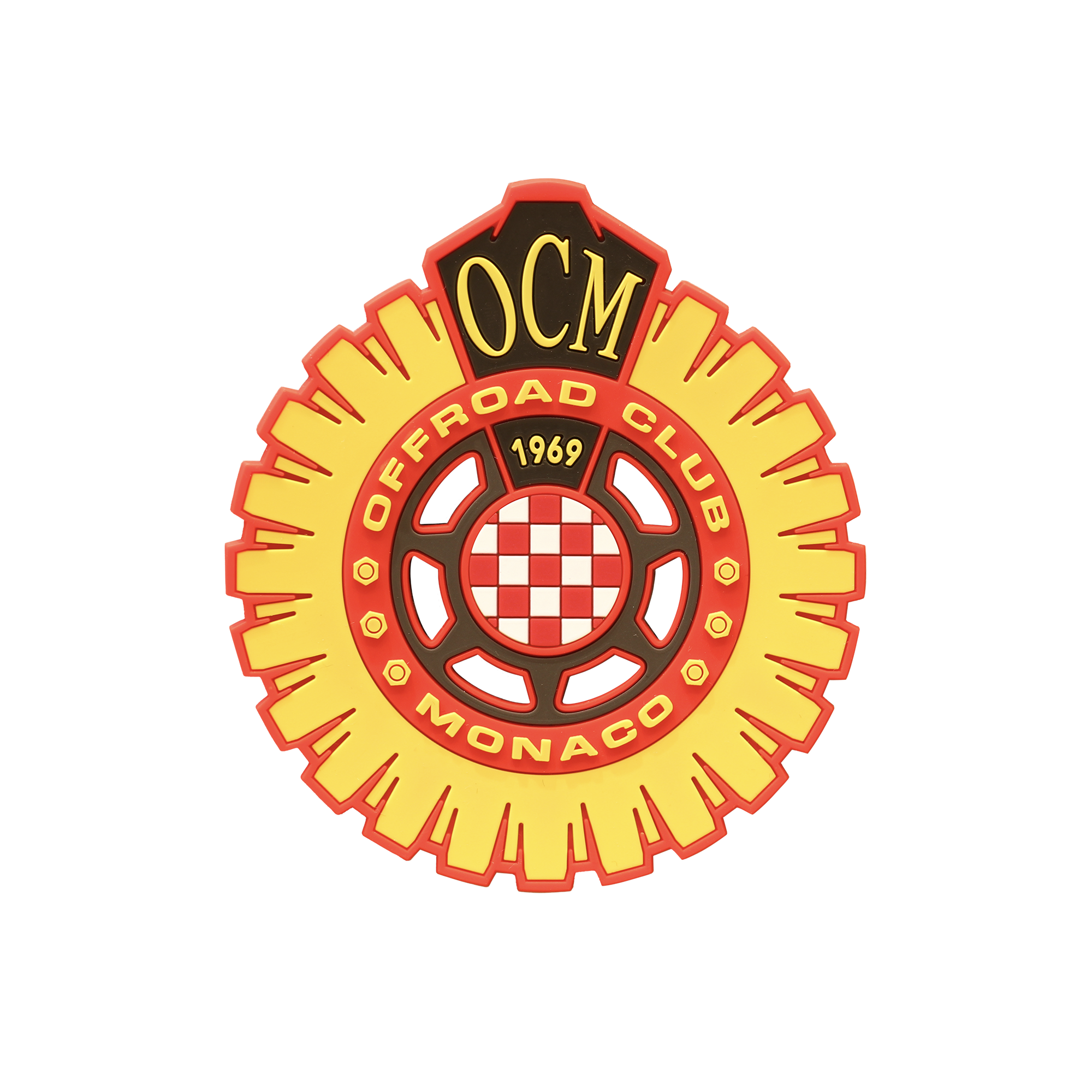 Patch intercambiabile in gomma rosso & giallo fluo