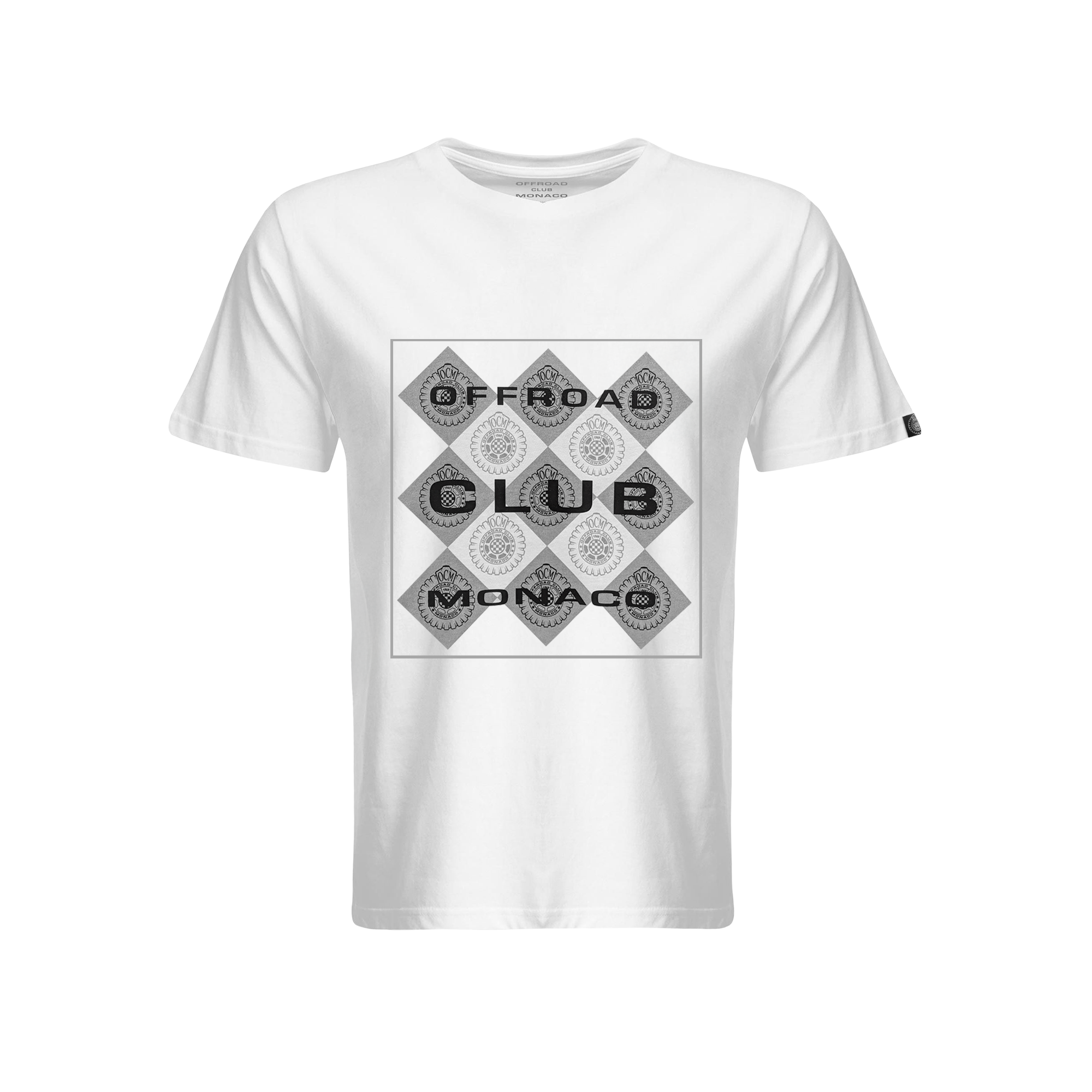 T-shirt ufficiale Offroad Club Monaco con scacchiera bianca